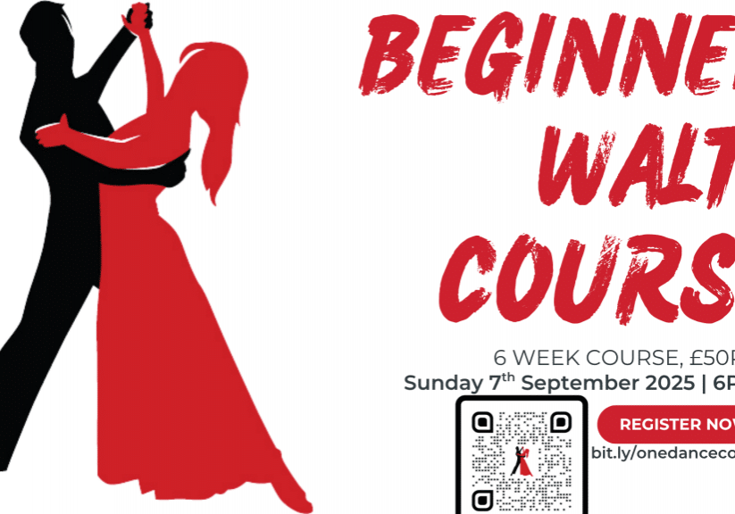 Banner with details of our beginner waltz course
