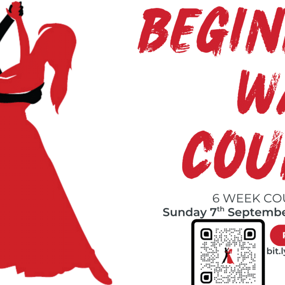 Banner with details of our beginner waltz course